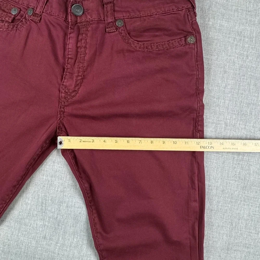 True Religion Geno Relaxed Slim Jeans Mens 40x31 Red Burgundy Stretch Denim
